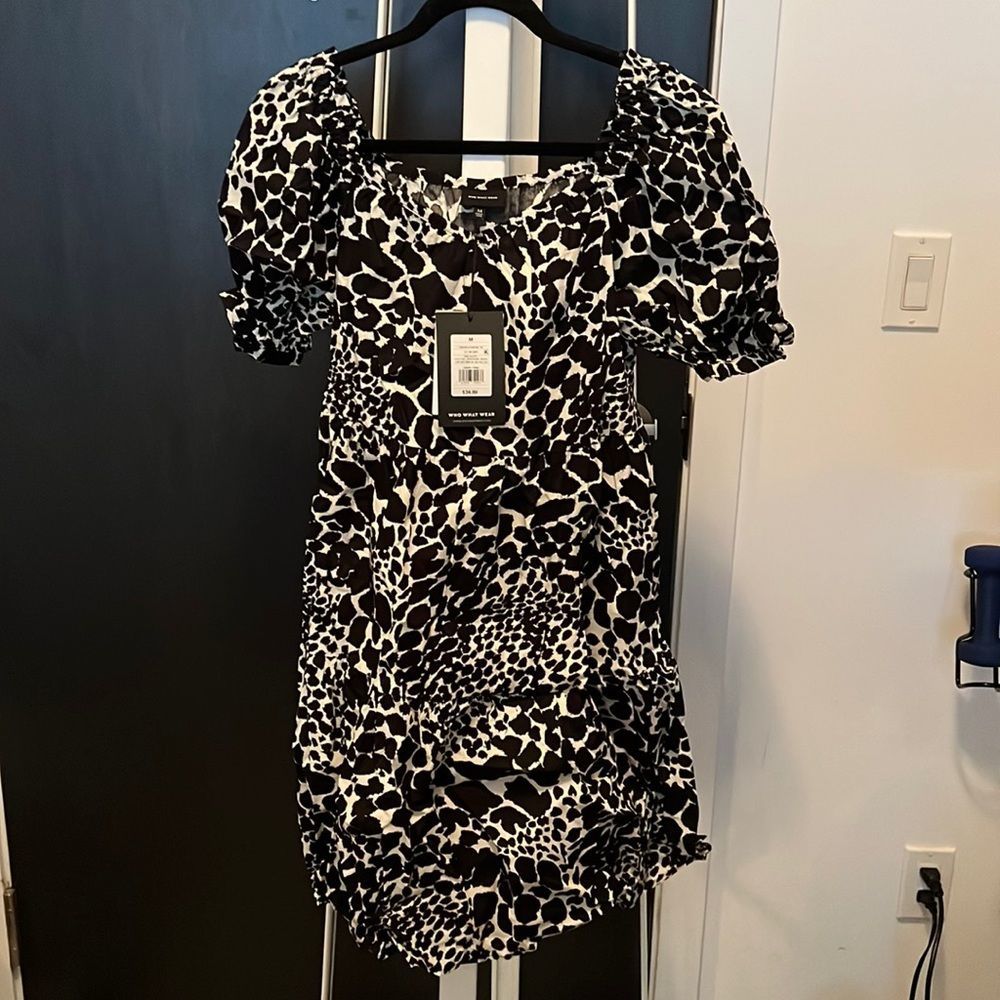 Nwt who what wear by target animal print ruffle mini dress - medium